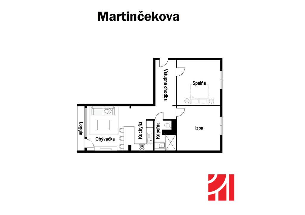 Sale Two bedroom apartment, Martinčekova, Bratislava - Ružinov, Slovak