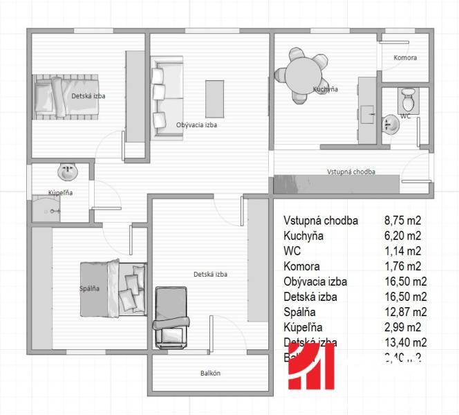 Sale Three bedroom apartment, Krajná, Senec, Slovakia
